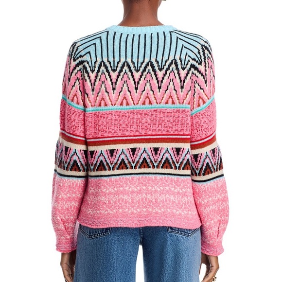 Aldo Martins Shira Sweater Pink and Blue Patterned Sweater size M - Picture 3 of 3